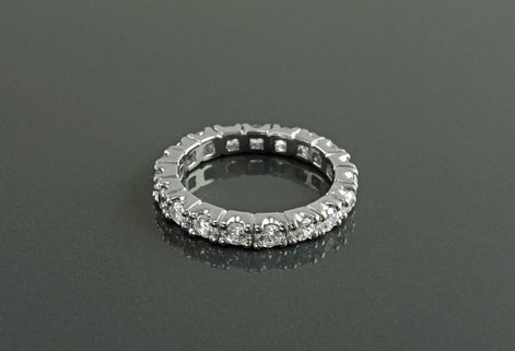 Full Eternity Band, Sterling Silver Wedding Ring, Cubic Zirconia Bridal Jewelry