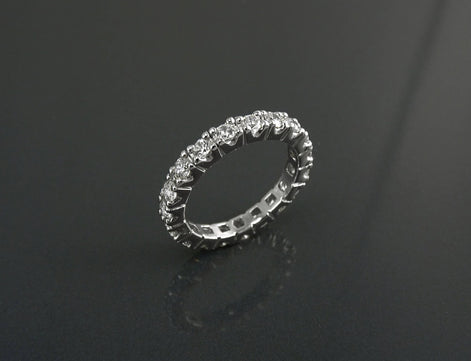 Full Eternity Band, Sterling Silver Wedding Ring, Cubic Zirconia Bridal Jewelry