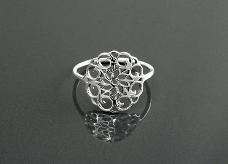 Sterling Silver Seed of Life Filigree Ring, Mandala Spiritual Jewelry
