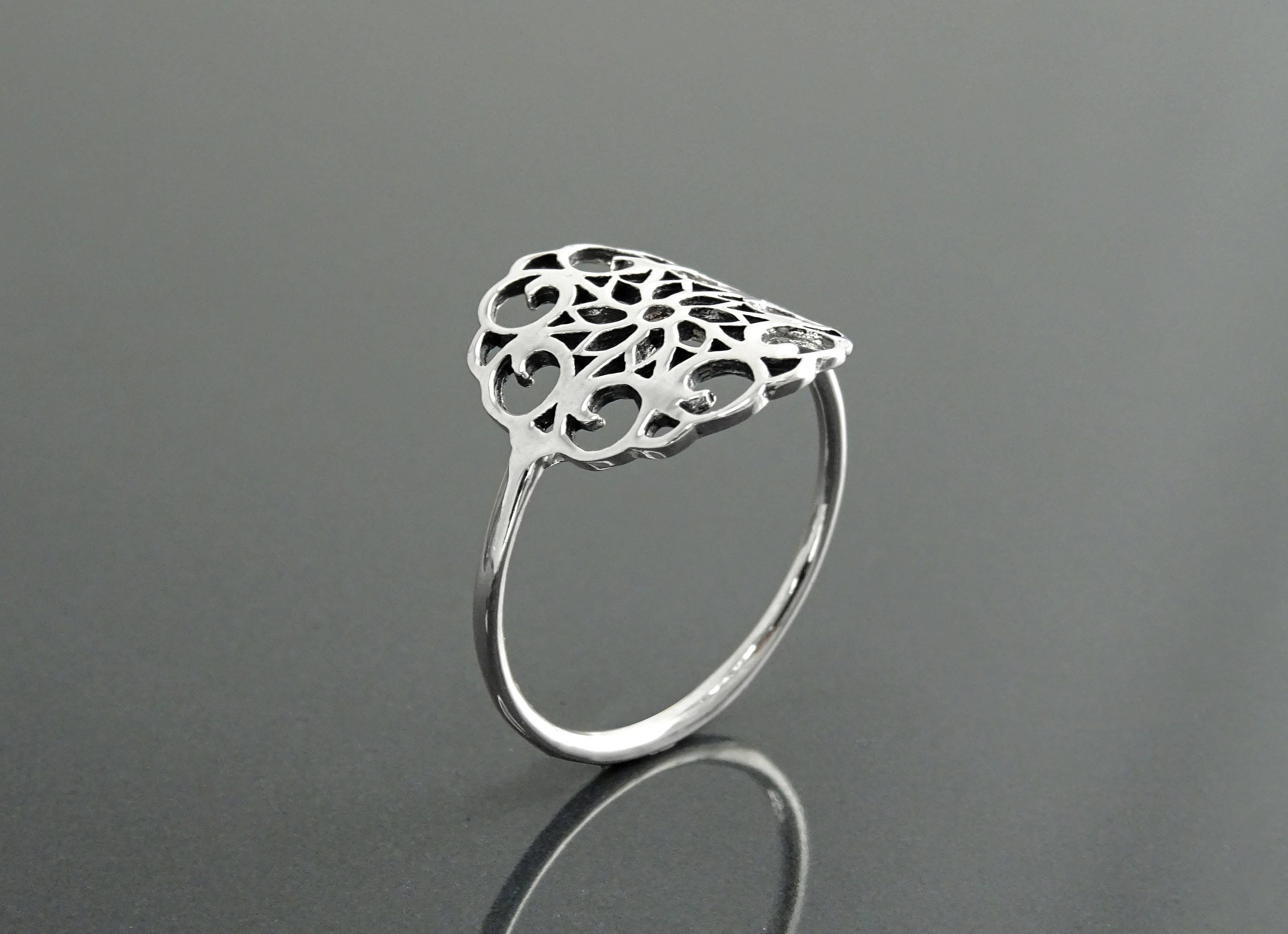 Sterling Silver Seed of Life Filigree Ring, Mandala Spiritual Jewelry