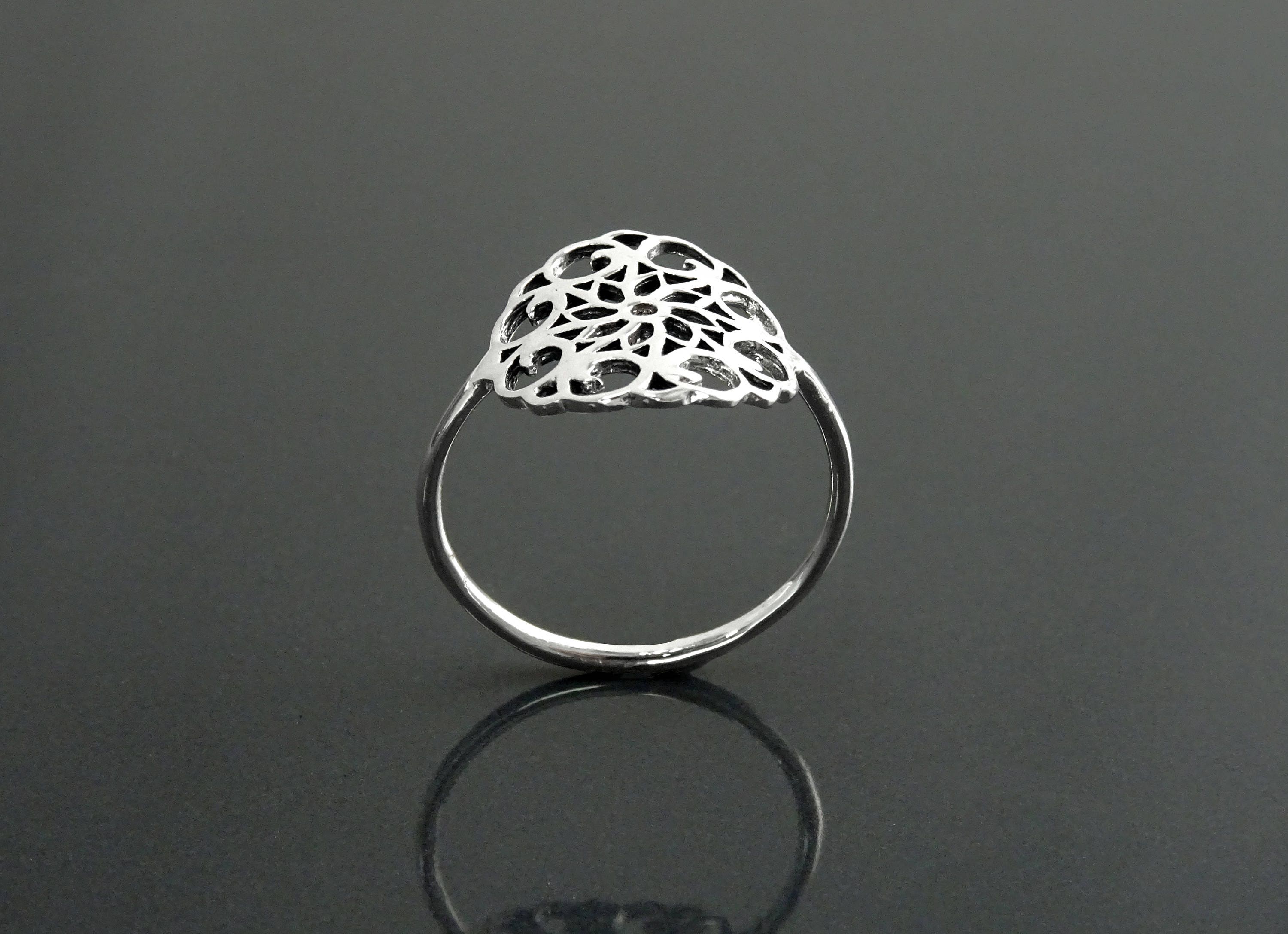 Sterling Silver Seed of Life Filigree Ring, Mandala Spiritual Jewelry