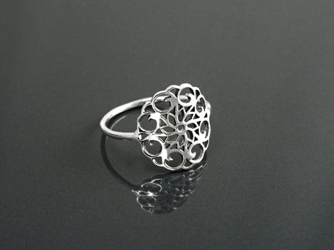 Sterling Silver Seed of Life Filigree Ring, Mandala Spiritual Jewelry