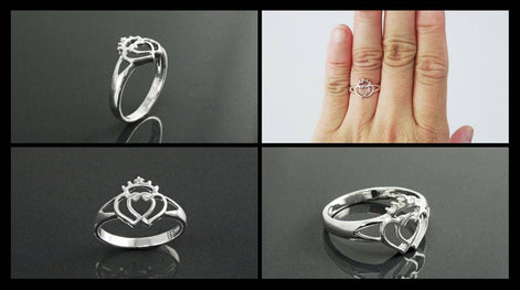 Sterling Silver Coeur de Vendée Double Heart Ring, French Traditional Souvenir Jewelry