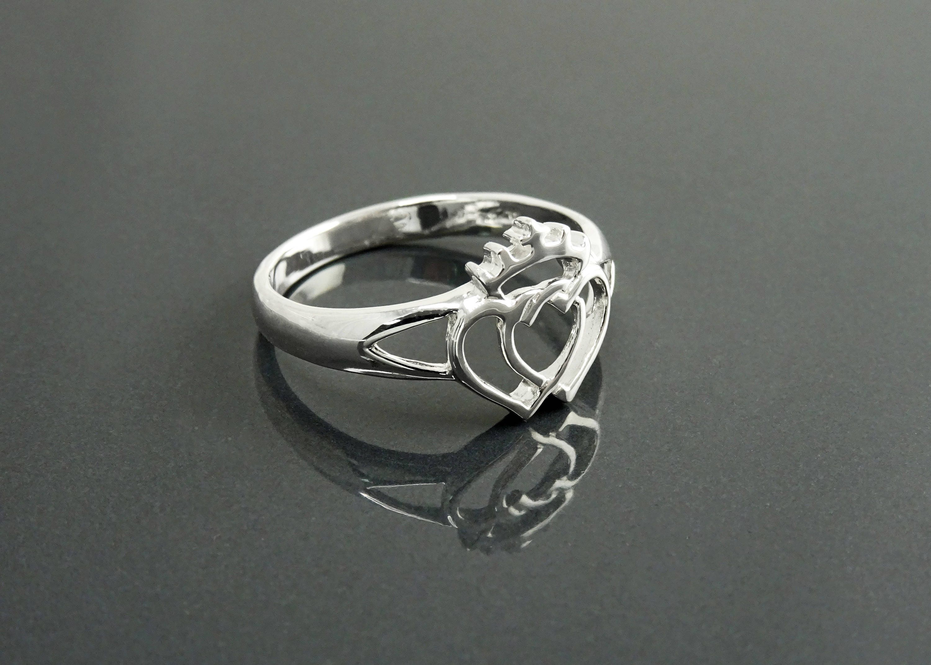 Sterling Silver Coeur de Vendée Double Heart Ring, French Traditional Souvenir Jewelry