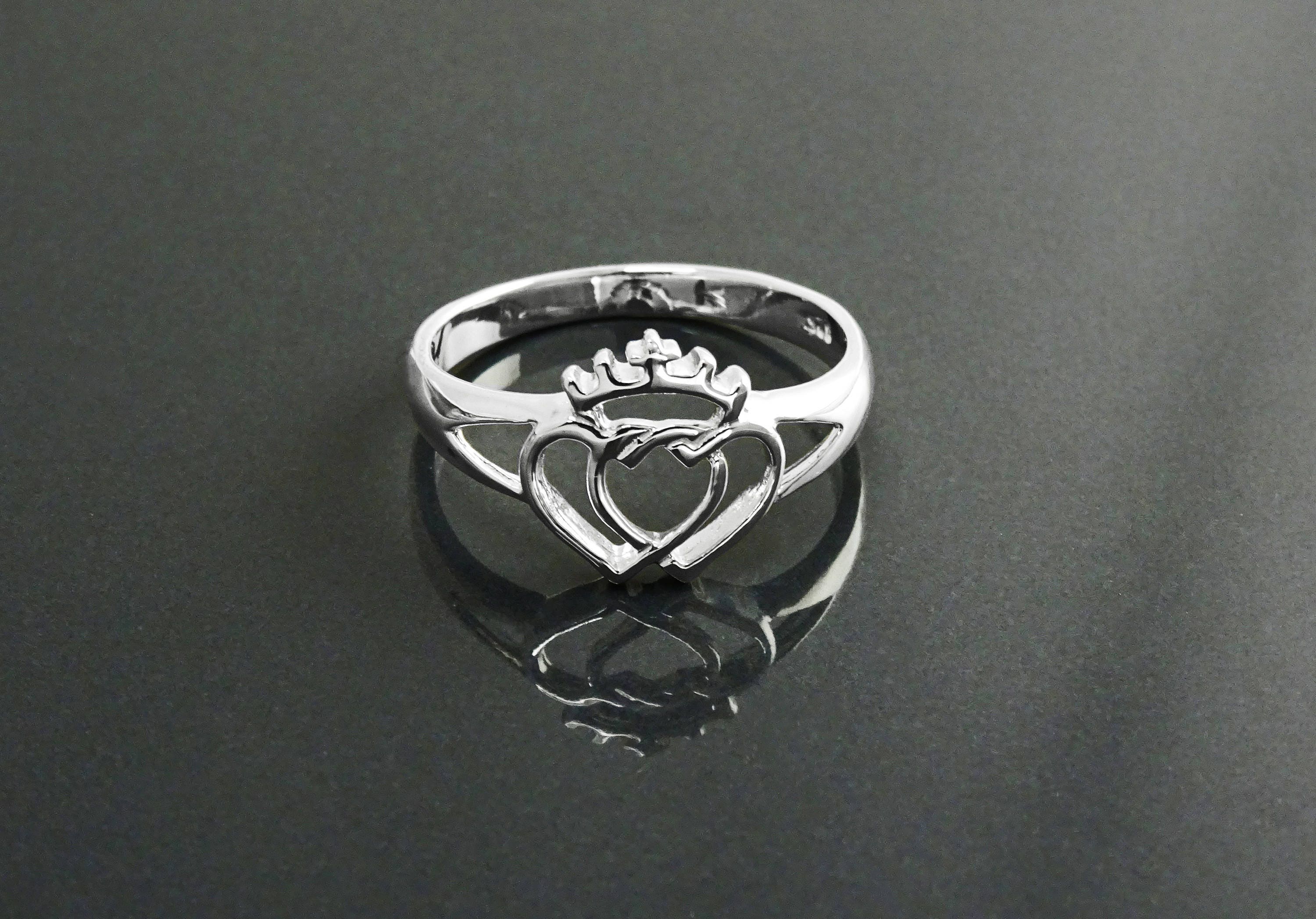 Sterling Silver Coeur de Vendée Double Heart Ring, French Traditional Souvenir Jewelry