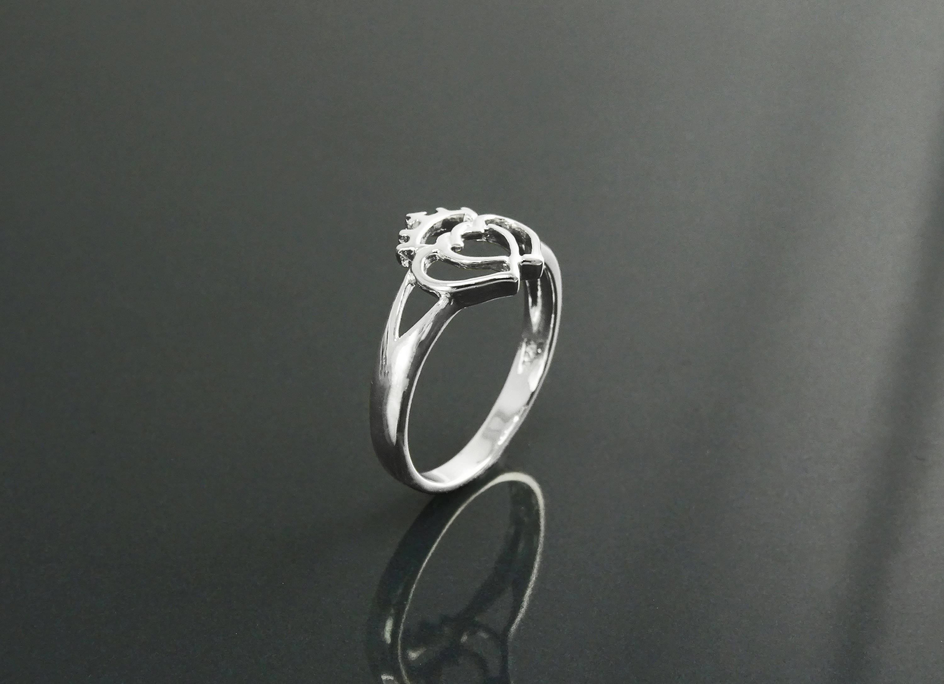Sterling Silver Coeur de Vendée Double Heart Ring, French Traditional Souvenir Jewelry