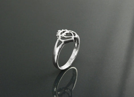 Sterling Silver Coeur de Vendée Double Heart Ring, French Traditional Souvenir Jewelry