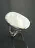 Oval White Ring, Sterling Silver, GENUINE Mother of Pearl Shell, Flat Oval Stone, Statement Modern Rectangle Ring, Original Design Jewelry
