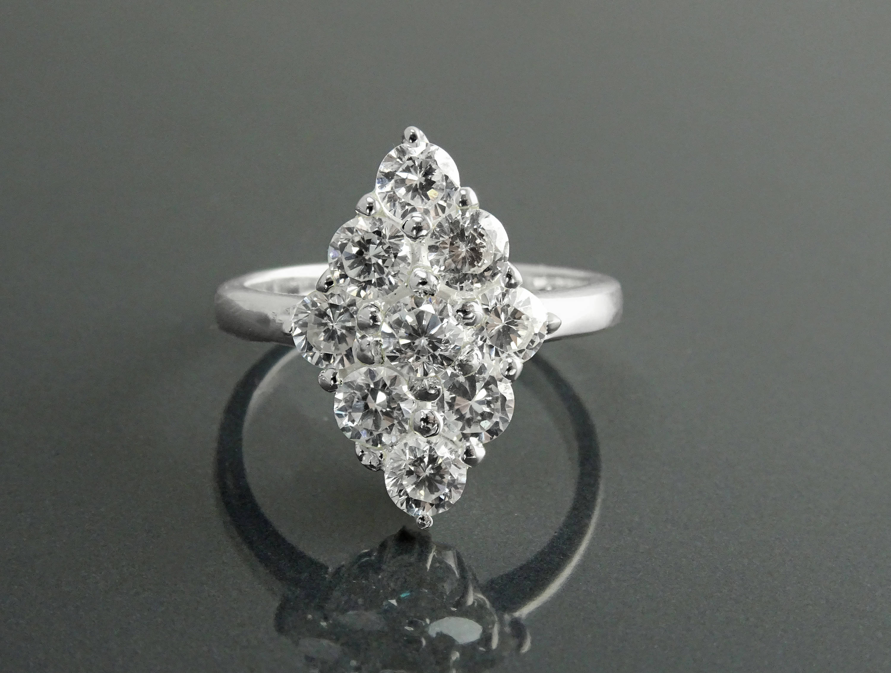 Clear Oval Ring, Sterling Silver, Square ring, Marquise Form Shape, White Clear stones Cz, Woman Cocktail Stone Jewelry, Woman Gift