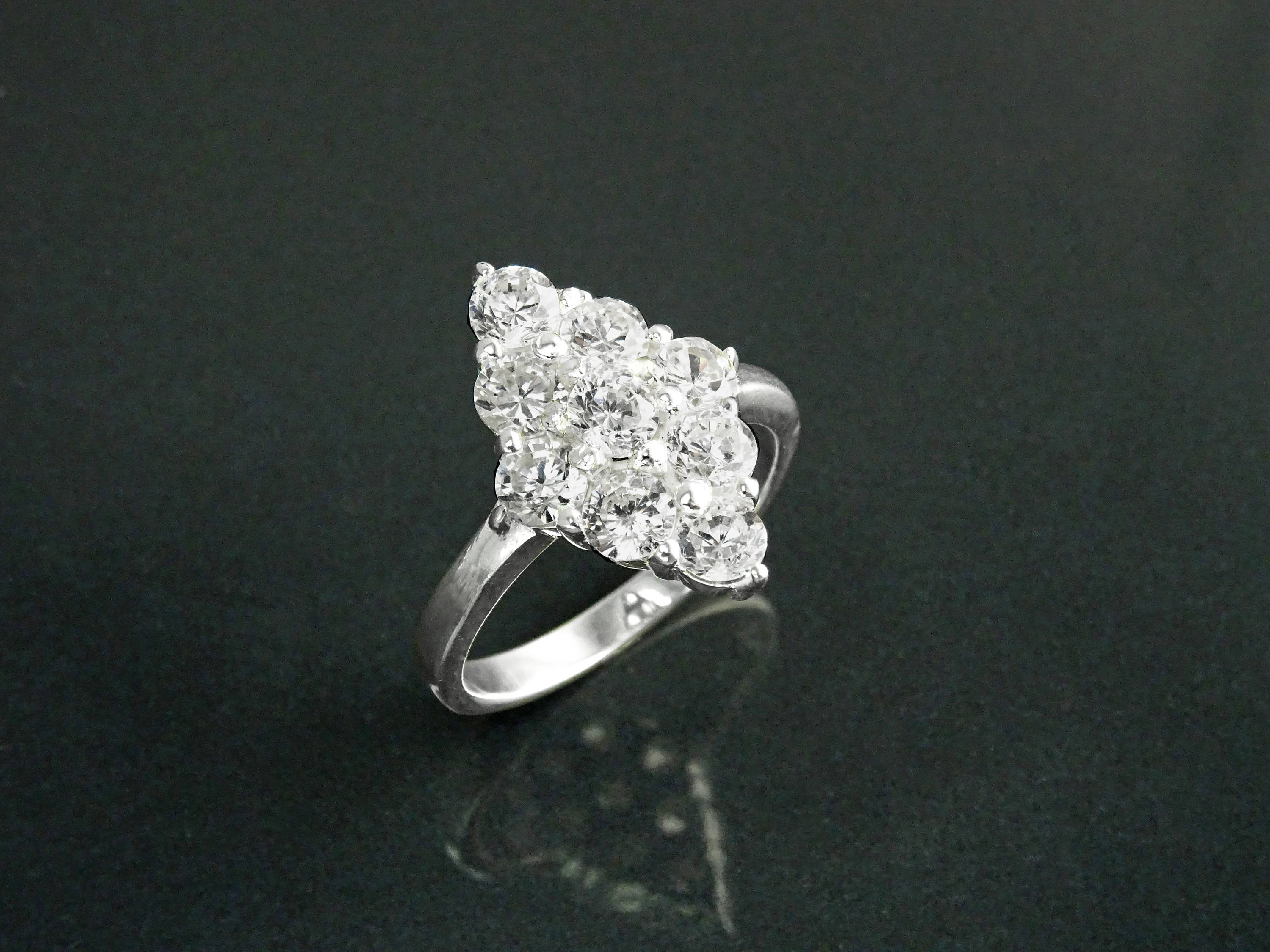 Clear Oval Ring, Sterling Silver, Square ring, Marquise Form Shape, White Clear stones Cz, Woman Cocktail Stone Jewelry, Woman Gift