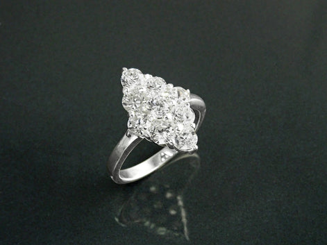 Clear Oval Ring, Sterling Silver, Square ring, Marquise Form Shape, White Clear stones Cz, Woman Cocktail Stone Jewelry, Woman Gift