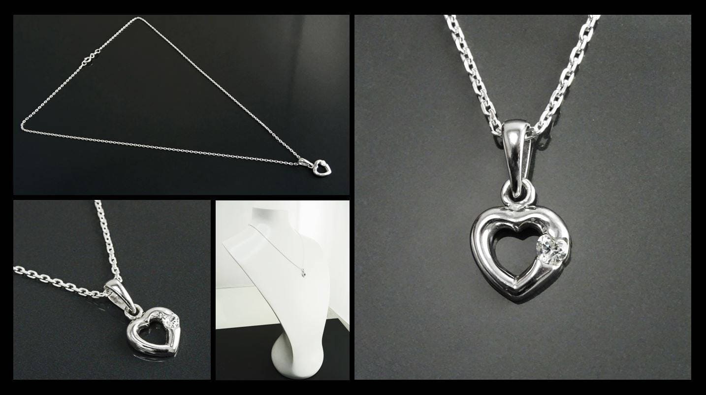 Sterling Silver Heart Necklace, Love Celebration Charm Jewelry