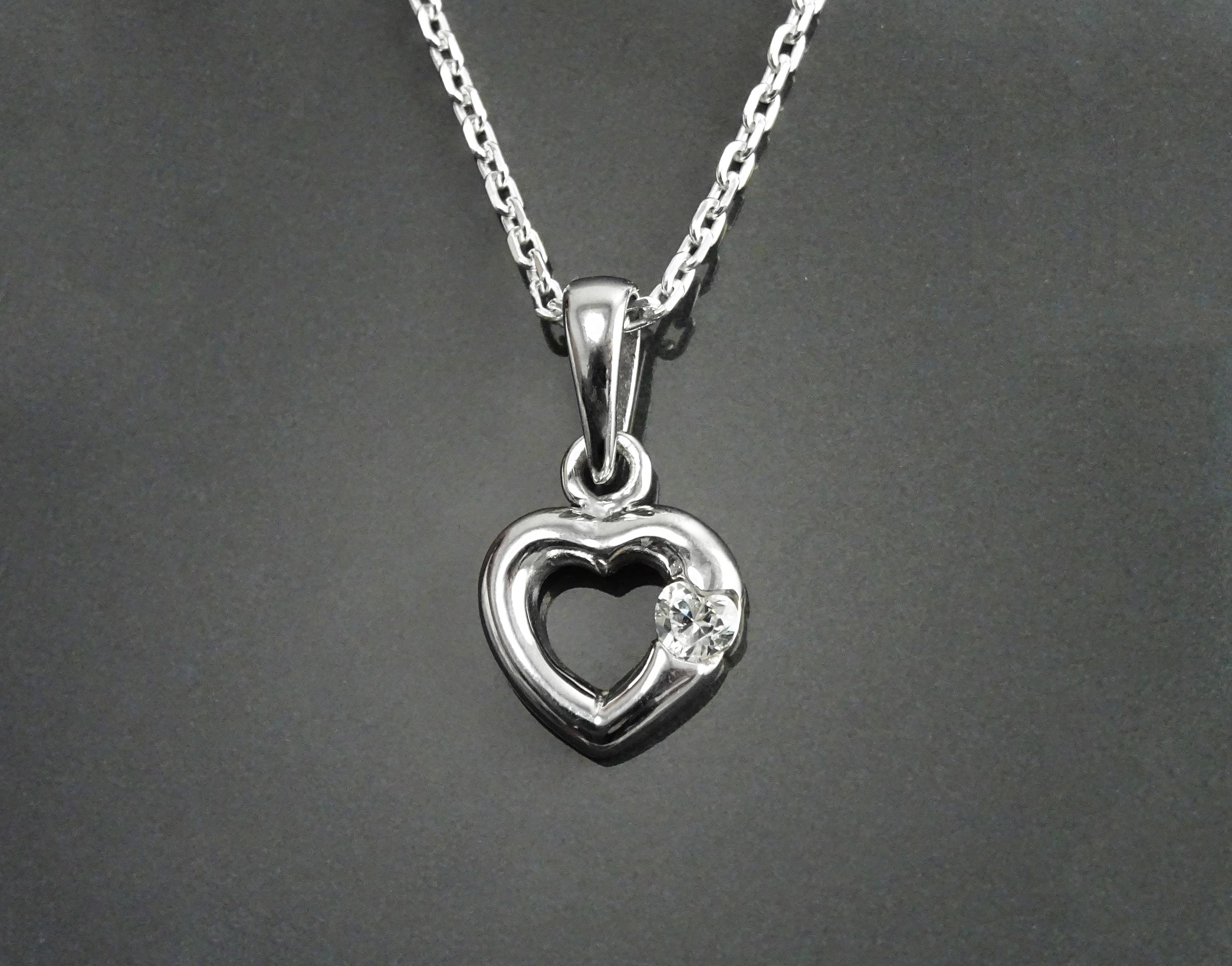 Sterling Silver Heart Necklace, Love Celebration Charm Jewelry