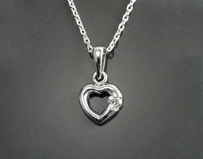 Sterling Silver Heart Necklace, Love Celebration Charm Jewelry