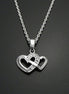 Sterling Silver Double Heart Necklace, CZ Paved Pendant