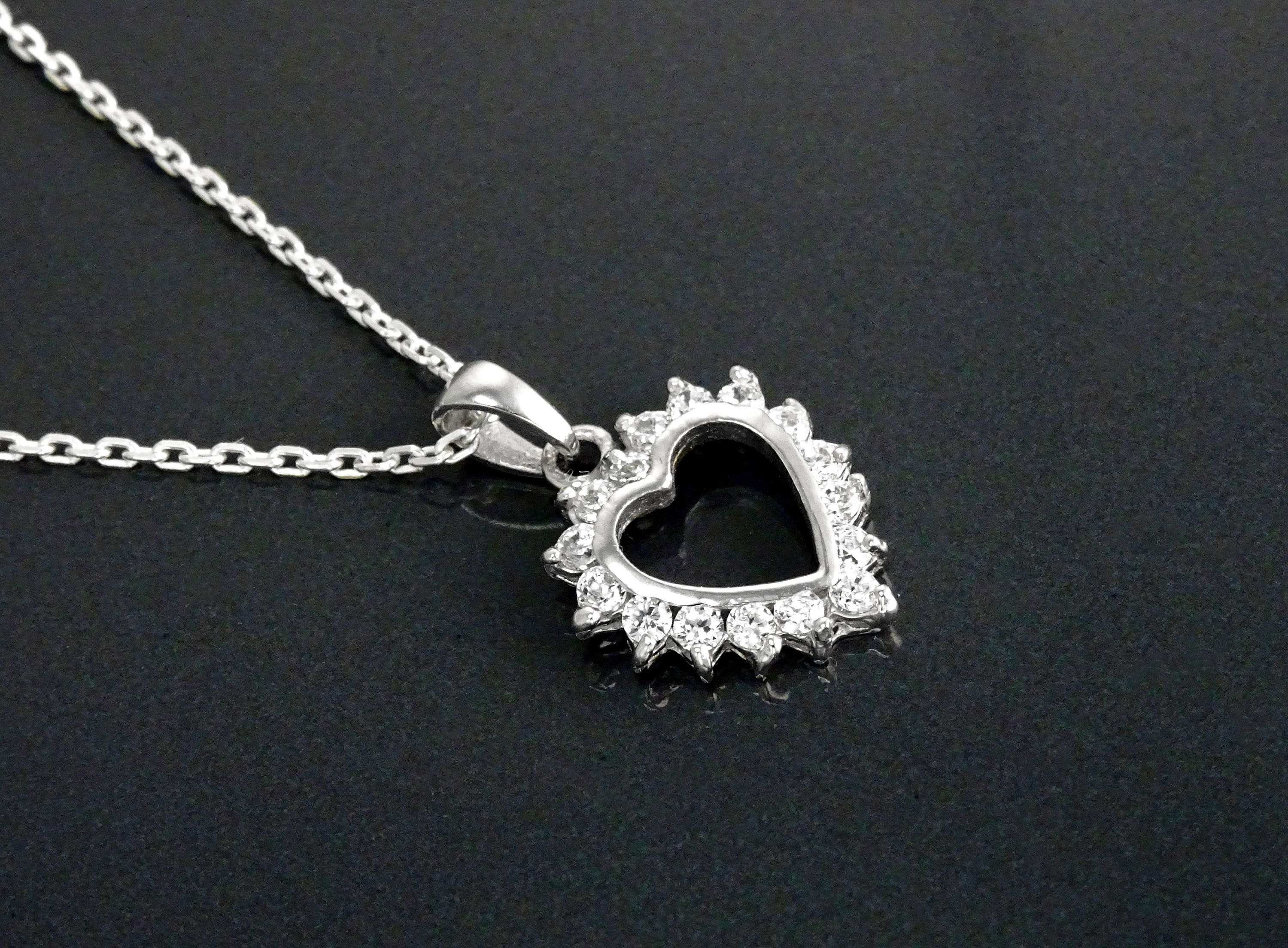 Heart Necklace, Sterling Silver, Zirconias Cz, Small Love Heart Charm, Valentine's Day Gifts, Mother's day gift