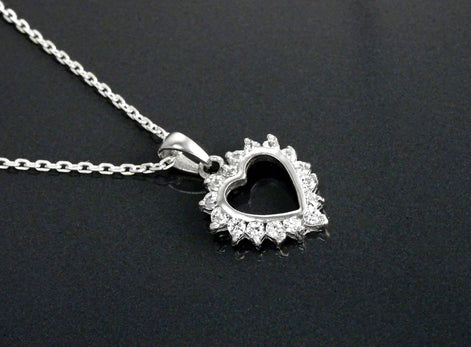 Heart Necklace, Sterling Silver, Zirconias Cz, Small Love Heart Charm, Valentine's Day Gifts, Mother's day gift