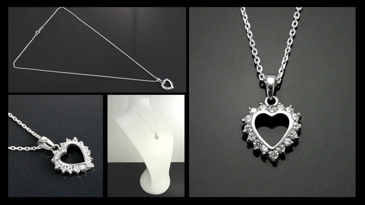 Heart Necklace, Sterling Silver, Zirconias Cz, Small Love Heart Charm, Valentine's Day Gifts, Mother's day gift