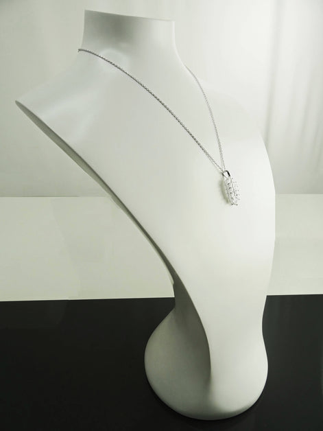 Laurel Necklace, Sterling Silver, White Clear Stone (Cz), Leaf Branch Charm, Unique Jewelry Gifts for Her, Women Leaves Pendant with stones