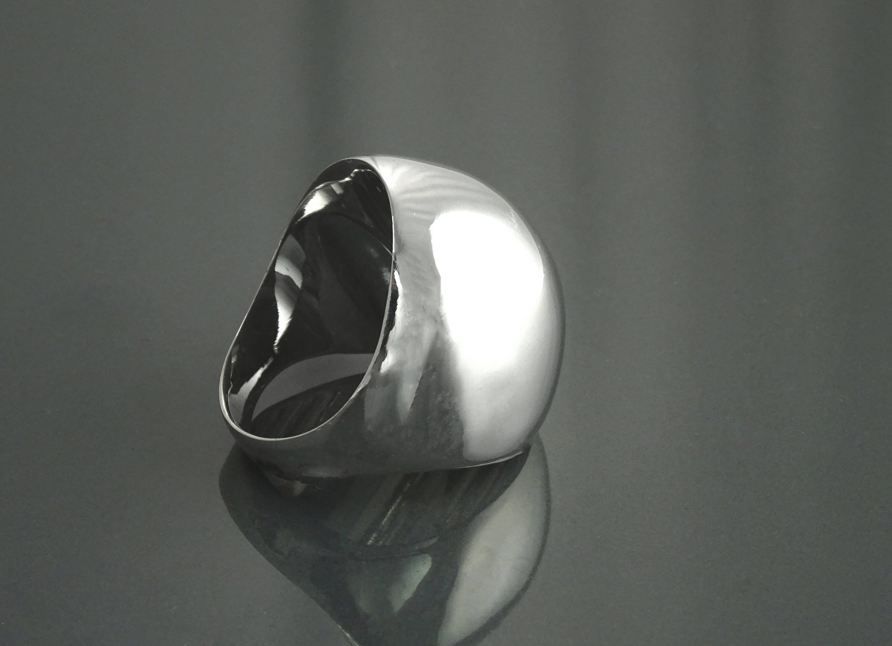 Statement Dome Ring, Sterling Silver 925, Hand Forged, Minimalist Ring, Designer Unique Style Ring, Wide Domed Ring, Smooth Polished Finish