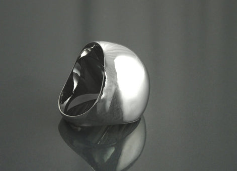 Statement Dome Ring, Sterling Silver 925, Hand Forged, Minimalist Ring, Designer Unique Style Ring, Wide Domed Ring, Smooth Polished Finish