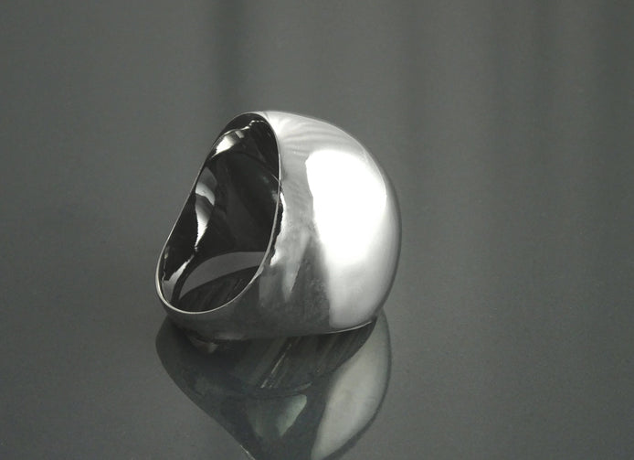 Statement Dome Ring, Sterling Silver 925, Hand Forged, Minimalist Ring, Designer Unique Style Ring, Wide Domed Ring, Smooth Polished Finish