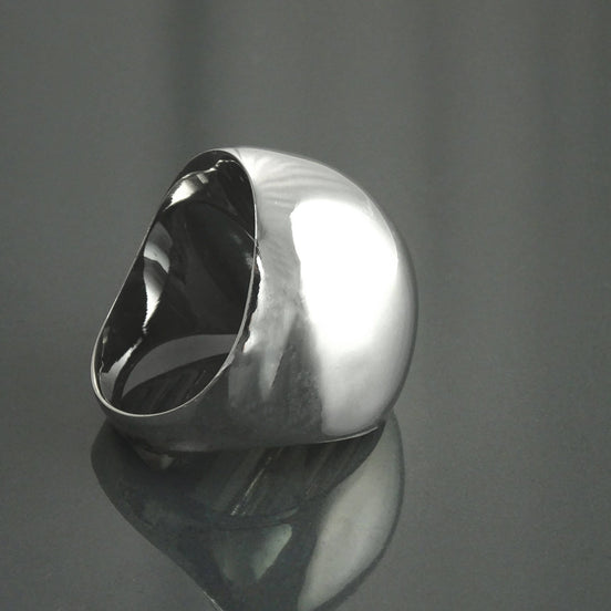 Statement Dome Ring, Sterling Silver 925, Hand Forged, Minimalist Ring, Designer Unique Style Ring, Wide Domed Ring, Smooth Polished Finish