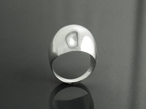 Statement Dome Ring, Sterling Silver 925, Hand Forged, Minimalist Ring, Designer Unique Style Ring, Wide Domed Ring, Smooth Polished Finish