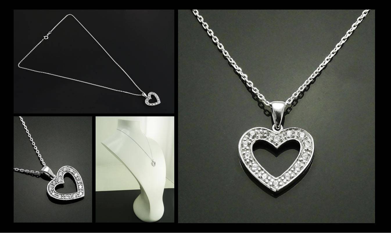 Sterling Silver Heart Necklace • Minimalist Pendant • Romantic Jewelry • Valentine's Day Gift for Women