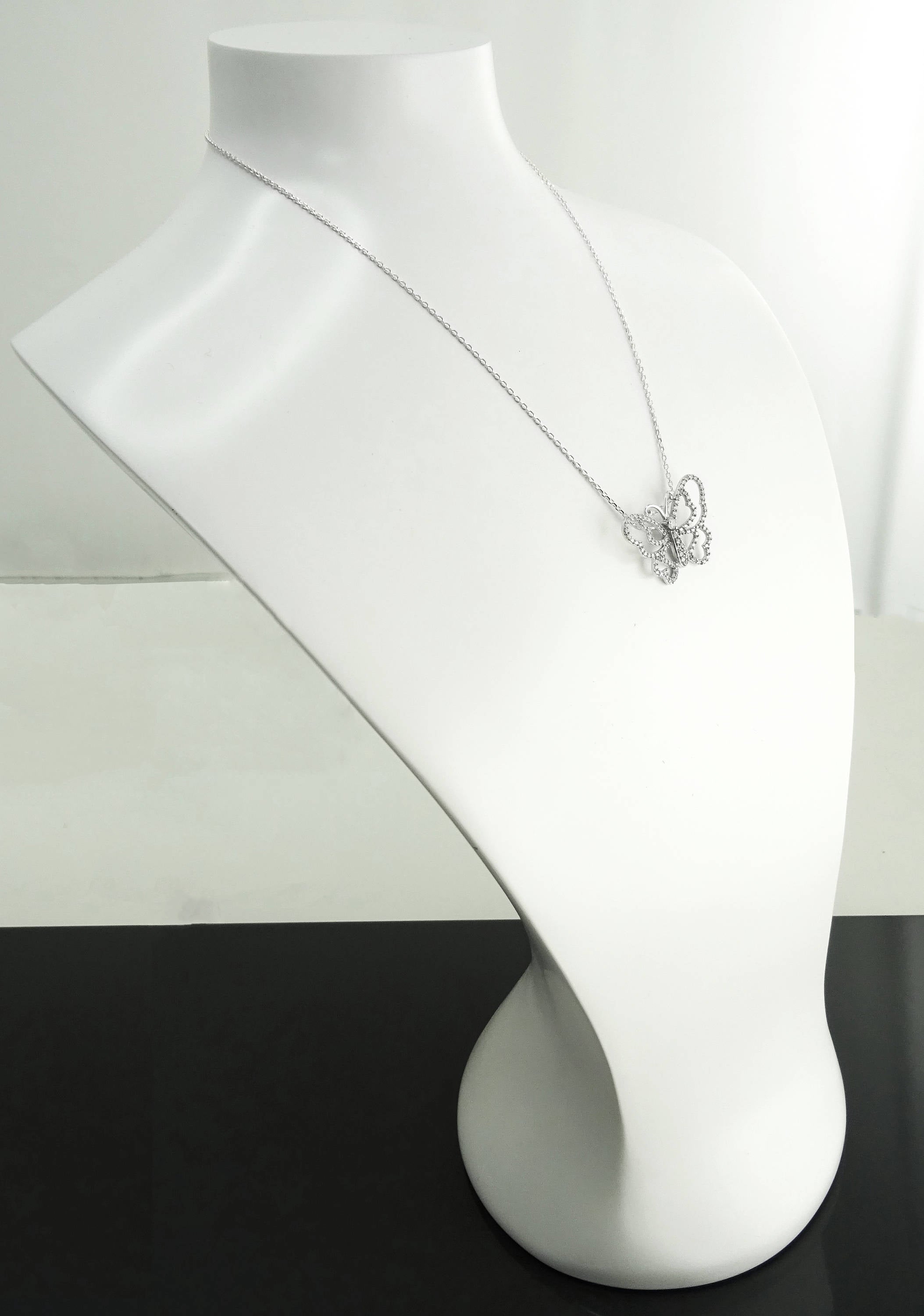Sterling Silver Butterfly Necklace, Paved Brilliant CZ Wings, Nature Charm Jewelry