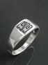 Hand Engraved Sterling Silver Signet Ring, Unisex Initial Jewelry