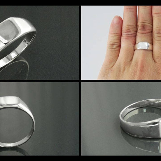 Sterling Silver Square Signet Ring, Unisex Minimalist Style