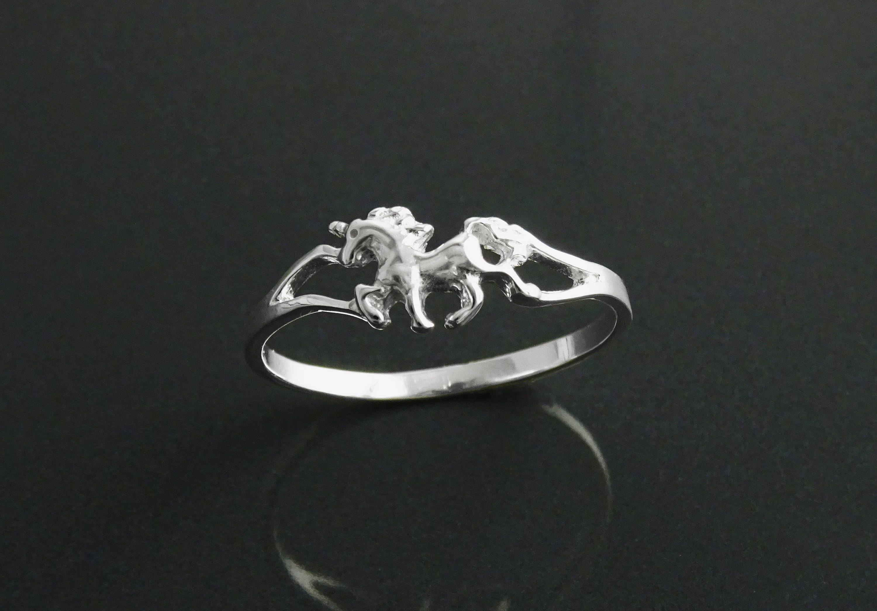 Sterling Silver Unicorn Ring, Dainty Enchanted Fairytale Jewelry