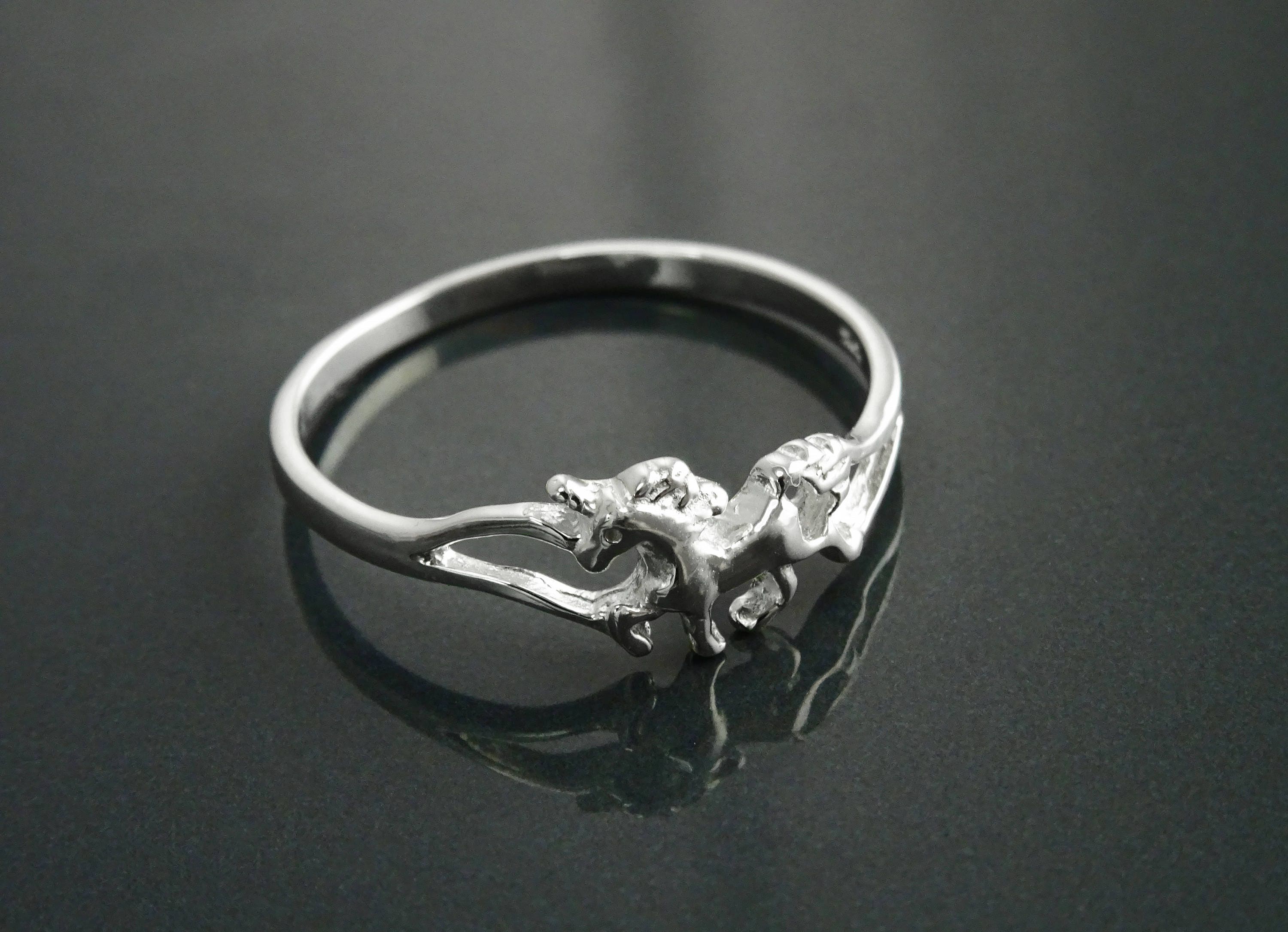 Sterling Silver Unicorn Ring, Dainty Enchanted Fairytale Jewelry