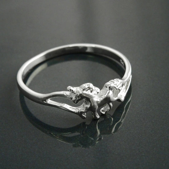 Sterling Silver Unicorn Ring, Dainty Enchanted Fairytale Jewelry