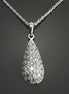 Sterling Silver Teardrop Pave Necklace, Pear Shape CZ Pendant