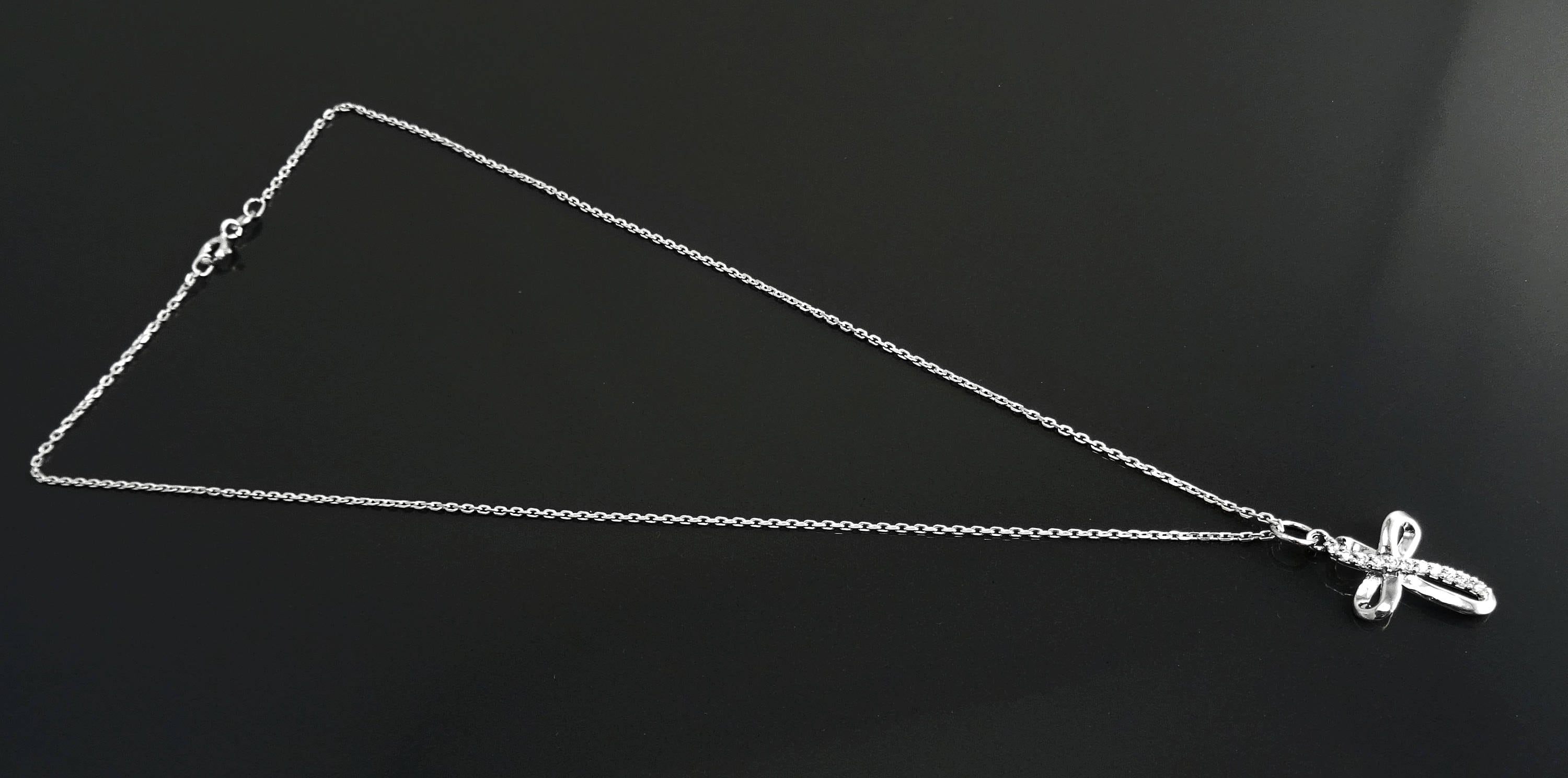 Sterling Silver Infinity Cross Necklace, Diamond CZ Gemstone Pendant