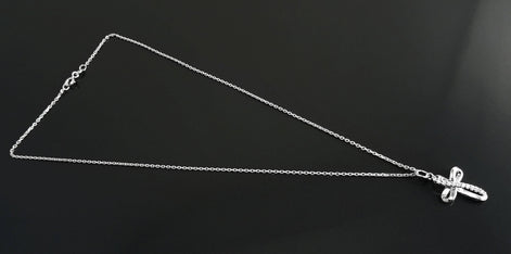 Sterling Silver Infinity Cross Necklace, Diamond CZ Gemstone Pendant