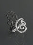 Art Deco Sterling Silver Spirals Ring, Black White CZ Spirals Cocktail Statement Jewelry