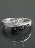 Sterling Silver Cross Ring, Black White CZ Stones, Bi-color Bypass Cocktail Ring