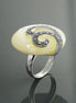 Art Deco Marcasite Ring, Sterling Silver, Mother of Pearl, Retro Inspired Jewelry