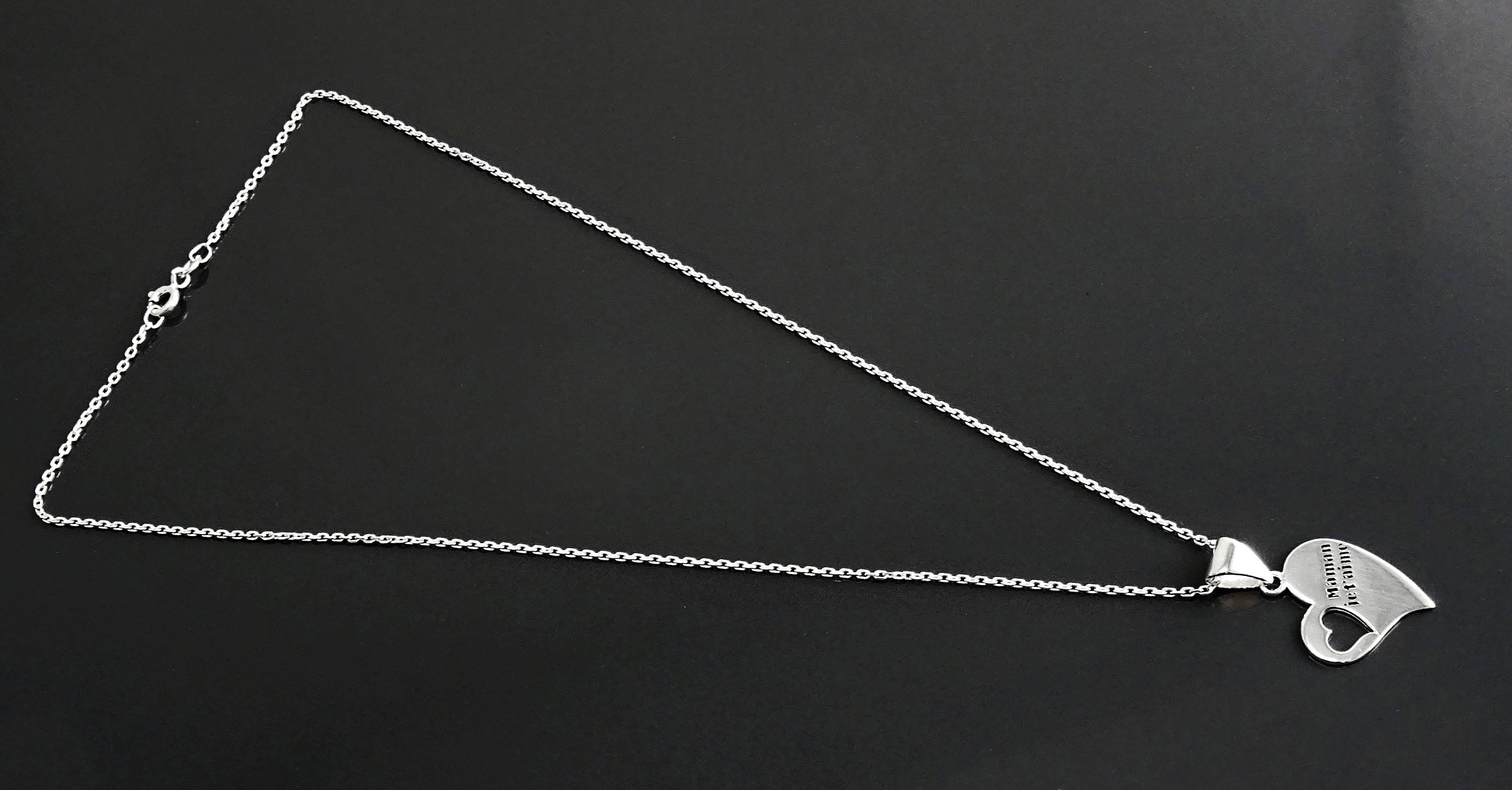 Sterling Silver Heart Necklace, French 