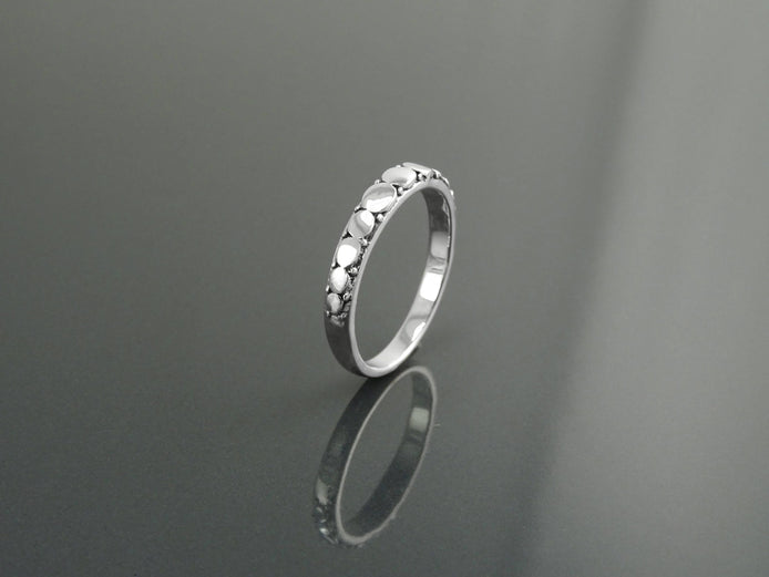 Sterling Silver Beaded Band Ring, Boho Stackable Band