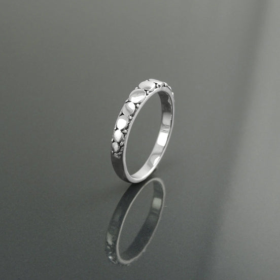 Sterling Silver Beaded Band Ring, Boho Stackable Band