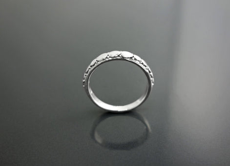 Sterling Silver Beaded Band Ring, Boho Stackable Band