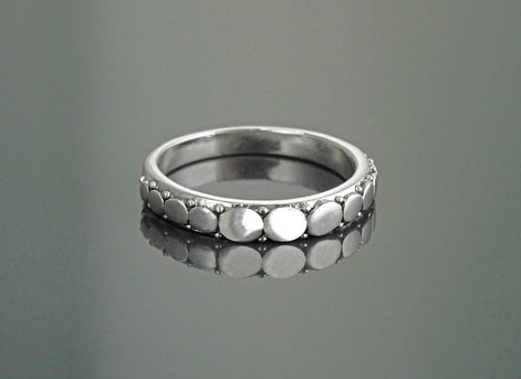Sterling Silver Beaded Band Ring, Boho Stackable Band
