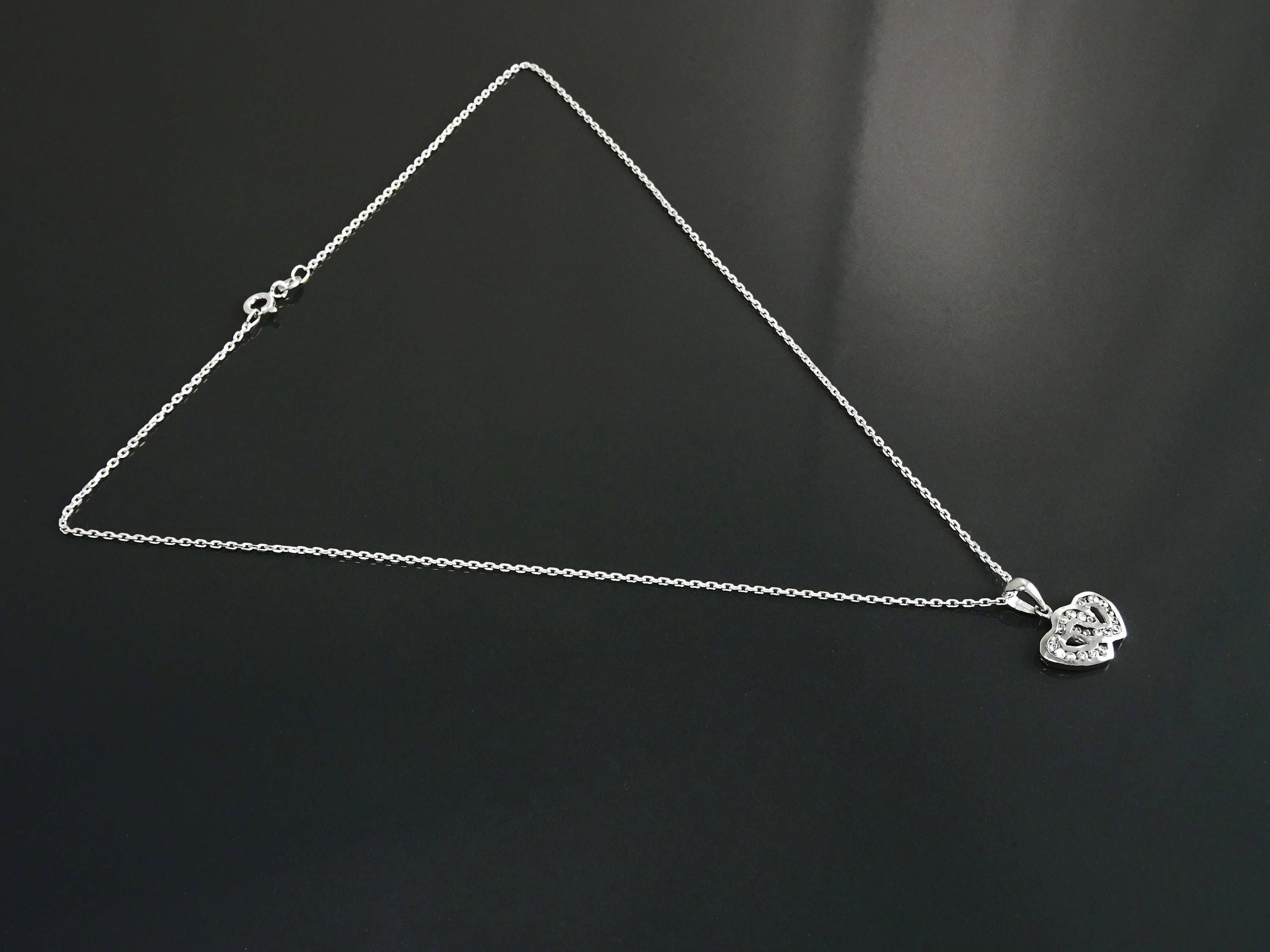 Forever Double Hearts Pave Diamond Necklace by KRAMIKE • Love Two Hearts Necklace for Girlfriend • Gift for Wife • Sterling Silver • KP004
