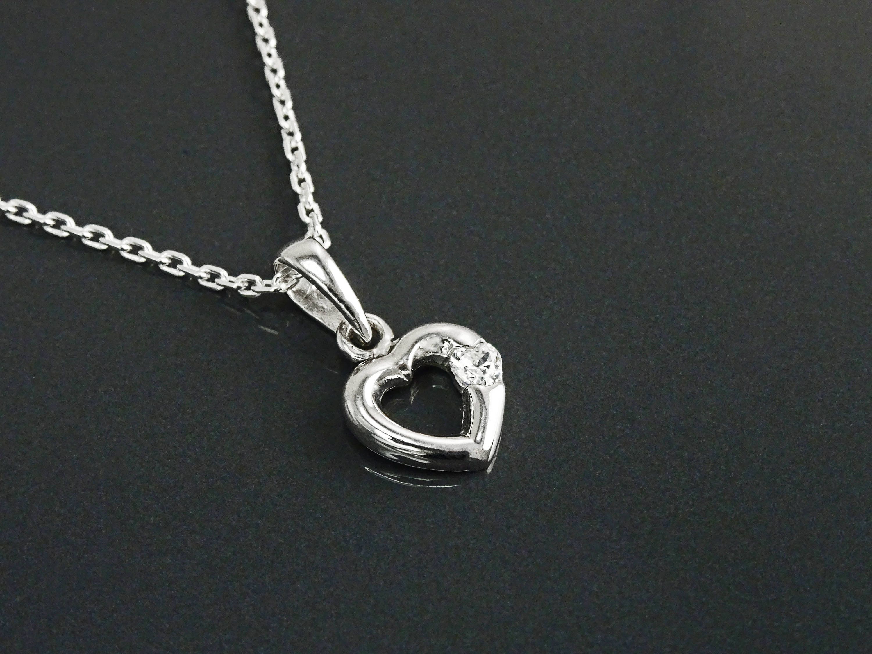 Sterling Silver Heart Necklace, Love Celebration Charm Jewelry