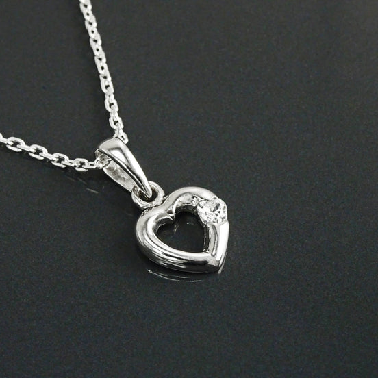 Sterling Silver Heart Necklace, Love Celebration Charm Jewelry