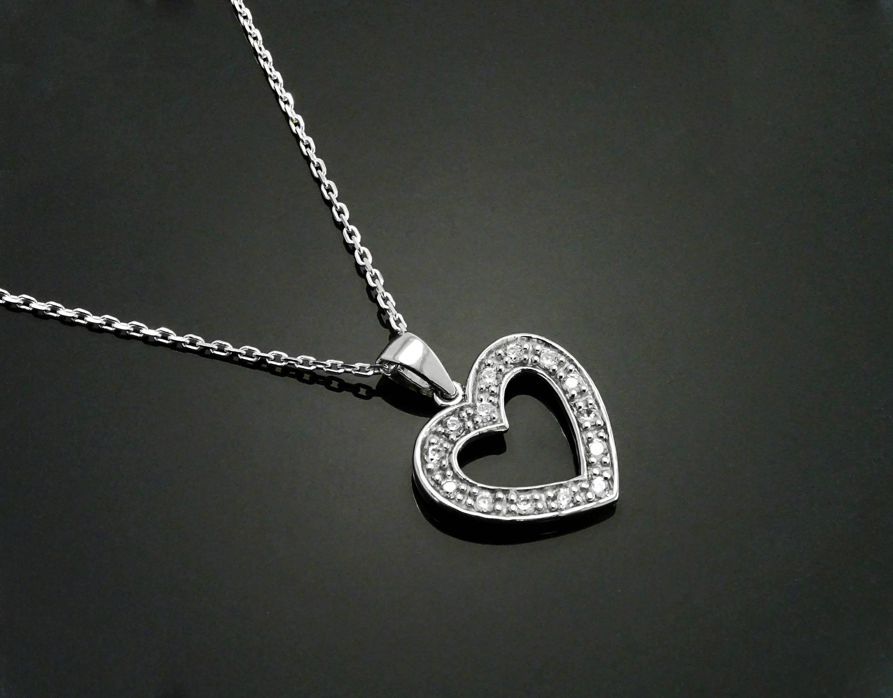 Sterling Silver Heart Necklace • Minimalist Pendant • Romantic Jewelry • Valentine's Day Gift for Women